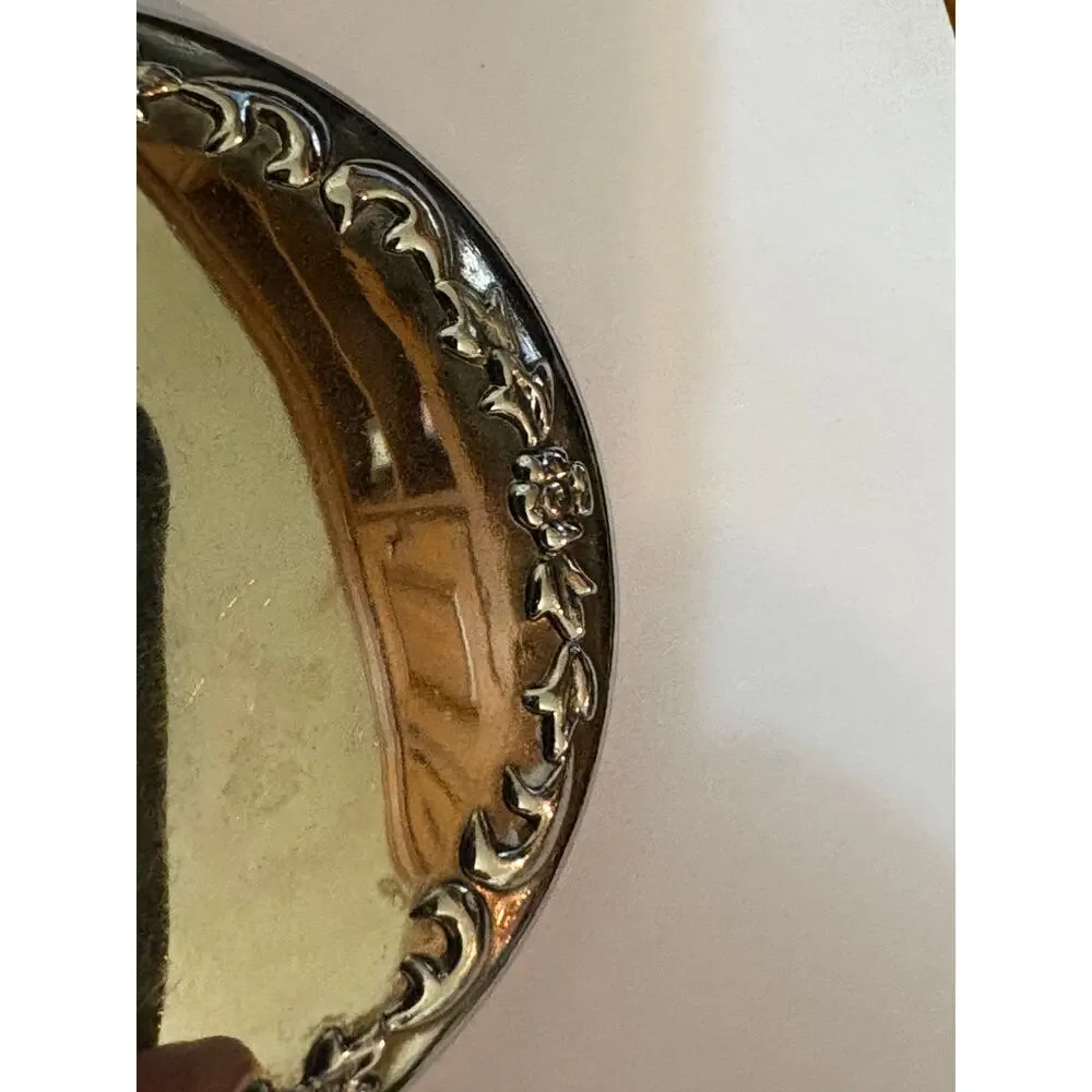 Sterling Antique Handheld Beveled Floral Design